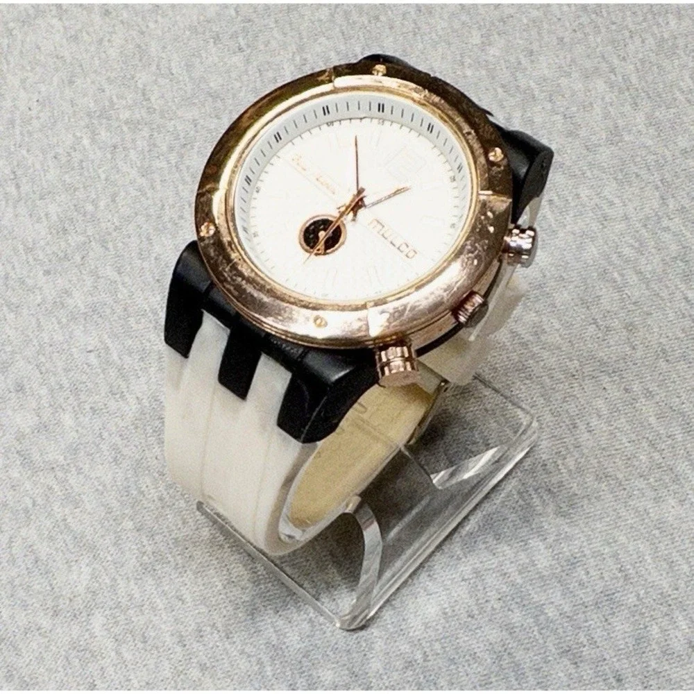 Mulco Blue‎ Marine Rose Gold 46mm Watch Silicone Strap Diver Casual Sport